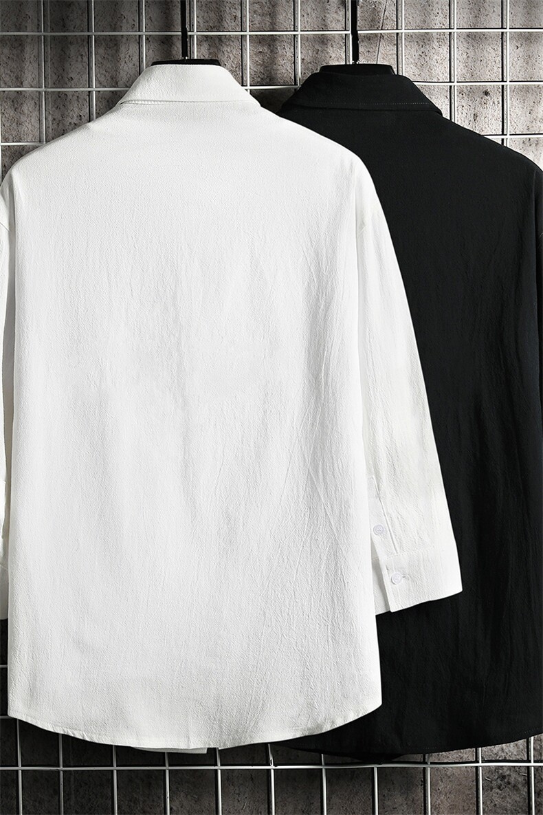 QC58099-P45亚麻七分袖衬衫男大码五分袖衬衣男短袖网格挂拍,男装衬衫,电商A040A