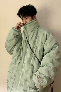 1定制面料棉衣大码M-5XL港风情侣半高领棉服外套男8707P125控168图片