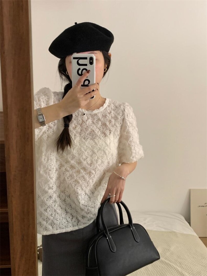 上新够花蕾丝拼接小衫，其它，DAP