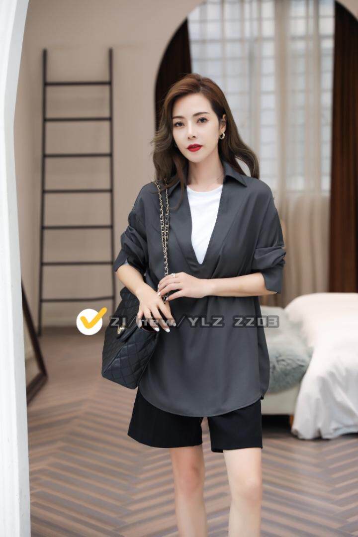 「现货」宽松版针织拼接小衫，其它，伊洛姿