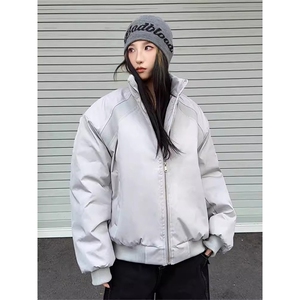 高品质春装新款老钱风美式高街解构立领棒球服飞行夹克潮休闲外套图片