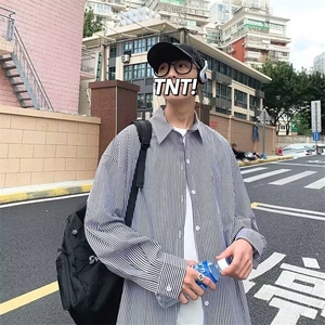 2026年春季款条纹长袖衬衫男女百搭衬衣外套潮 C3007图片