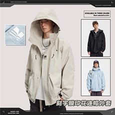 2025春款刻字膜印花连帽夹克外套--5367模特图，男装夹克，电商S012（CATTEE）