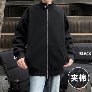 美式复古立呢料领夹克男秋季潮牌高级感宽松休闲ocersize情侣外套图片