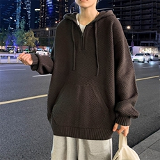 欧美高街华夫格连帽卫衣男女春秋潮复古痞帅休闲外套MY0277-P55，男装针织衫/毛衣，星座308B-1
