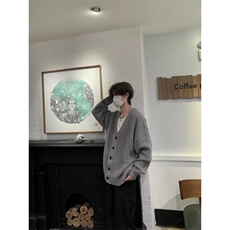 日韩系潮流大V领扣子开衫毛衣男女休闲针织开衫外套6012-P52网图，男装针织衫/毛衣，电商B245