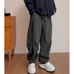 老钱风弯刀裤子男潮流潮牌美式休闲宽松直筒裤LJ799-P50 加绒P63图片