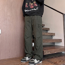 K41-特P25春款复古速干口袋工装裤男夏季薄款垂感阔腿裤，男装工装外套，电商A178