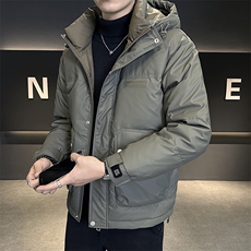 DS-A225-2025冬季标新款羽绒服男士短款连帽加厚工装羽绒外套，男装羽绒服，电商A225
