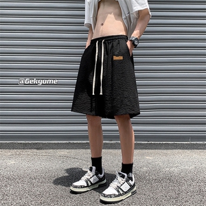 YD33293-P25 港风潮牌亚麻短裤男大码棉麻五分裤男中裤沙滩裤图片