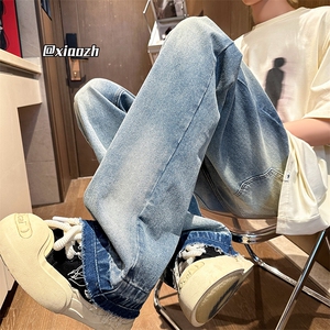 XZ616夏季新款水洗简约直筒休闲裤牛仔裤TY1017P65控78