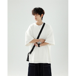 8XL-M 特大码短袖男假两件五分袖高品质空气层宽松上衣DX321P35图片