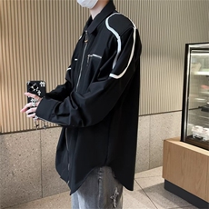 设计感拉链金属装饰长袖衬衫男潮牌衬衣痞帅发型师上衣C8899-P45，男装衬衫，星座1008