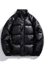 白底鳄鱼纹棉衣男手塞棉夹克PU皮棉服外套男8507P120控158，男装夹克，星座226-1