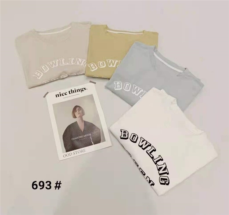 全棉字母T恤，女装T恤，千变织造