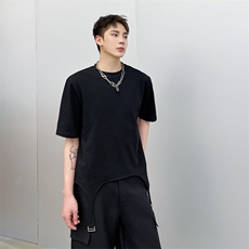 欧美个性时髦扣绊短袖T恤小众设计感上衣夏季男A345-267-P55，男装T恤，电商A345