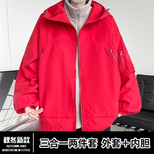 TH810801/P105大口袋防风防水冲锋衣大码三合一外套夹克男上衣