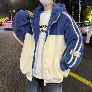 连帽棉衣男款美式休闲情侣装羊羔绒外套冬季棉服棉袄 W6524-P60图片