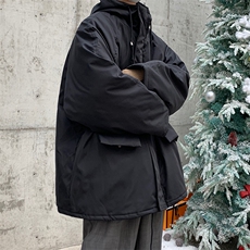 现货秋冬中长款棉衣男宽松连帽棉服加厚外套XZ716A-1-MY154P100，男装棉衣，星座716A-1（原星座815）