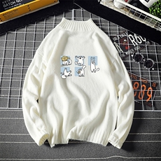 M18097-P45加绒款-P65半高领毛衣男士大码针织衫男毛线衣男线衫，男装针织衫/毛衣，电商A040A