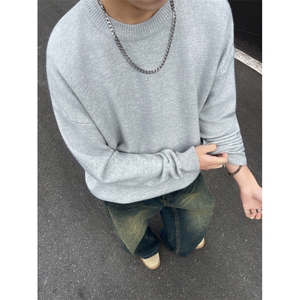 YK86032-P35 腈纶45%锦纶24.3%聚酯纤维30.7% 圆领纯色毛衣男秋冬图片