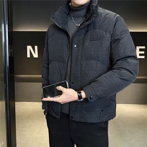 6606-L-4XL-P185标50绒店主风冬季休闲立领满印百搭男士羽绒服图片