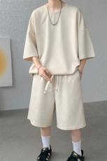 套装男夏季新品港风宽松短袖短裤一套菱形图运动装TZ0957-P45，男装休闲套装，星座214-3