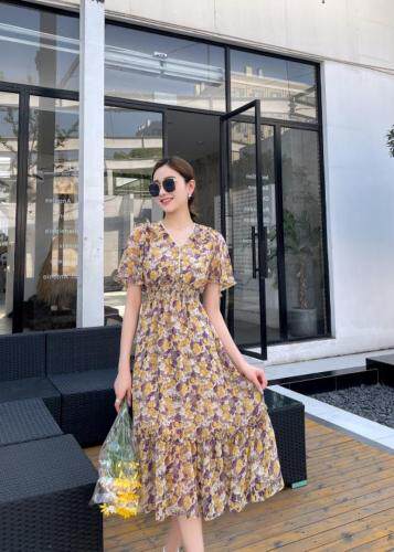 小清新花色连衣裙，女装连衣裙，YO\VLF雅洛菲