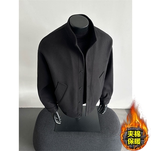 冬季老钱风重磅夹棉呢子夹克保暖棉服男士毛呢外套J7352-特价P85图片