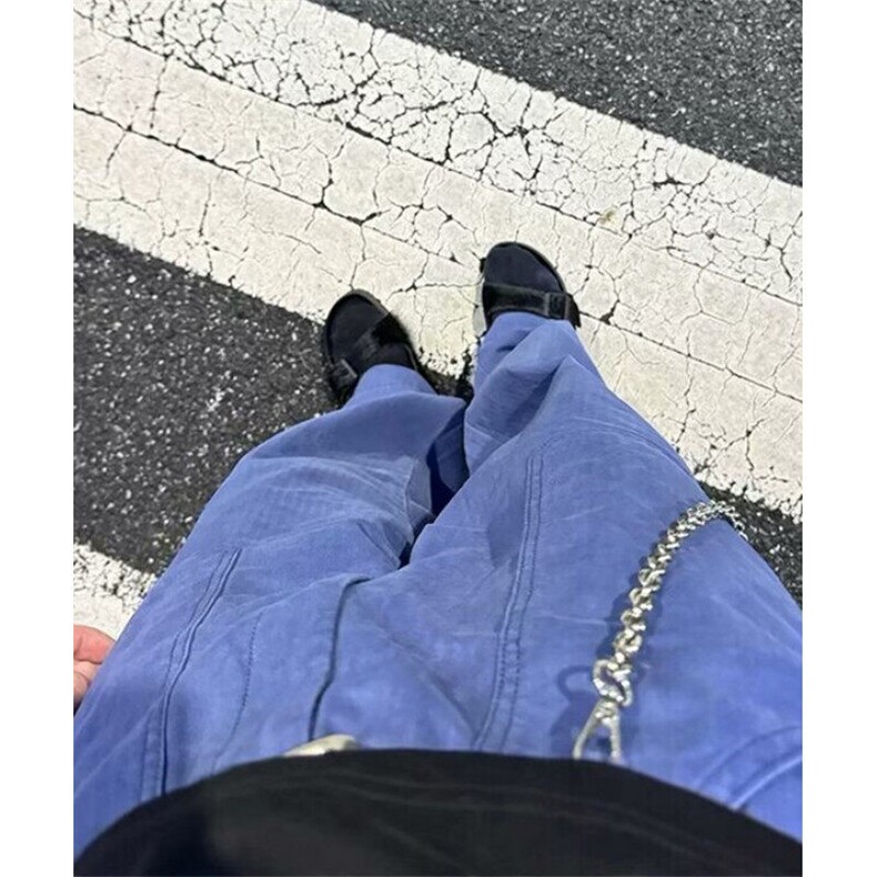 直筒阔腿牛仔裤夏季法工裤做旧复古男宽松百搭休闲工装裤 NH181图片