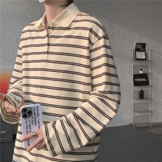 8XL-M条纹定律polo衫男翻领长袖t恤大版宽松上衣CX3011-P39，男装T恤，电商D206-1