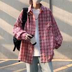 A793-P40男女同款小清新格子衬衫薄款宽松ins潮流休闲衬衣外套，男装衬衫，星座512-6
