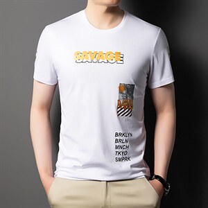 2023夏季新款休闲运动t恤短袖男装圆领印花宽松休闲上衣t恤男装潮图片