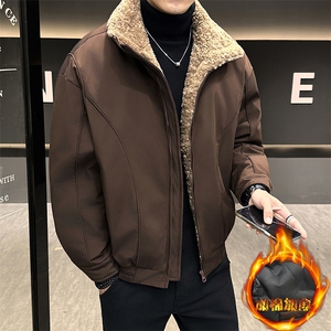 2025新款羊羔毛领棉衣冬季新款棉衣外套男士衣款宽松加棉加厚棉衣图片