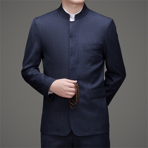 2026新款男士中山装西服外套男士中老年风新中式休闲西服唐装图片