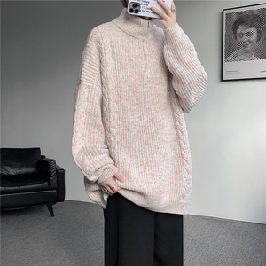 MY7150-特P69 软糯厚实设计感男女同款情侣大码宽松针织外套毛衣图片