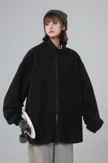 D01/P35双面摇粒绒秋冬新款纯色长袖保暖卫衣夹克外套冲锋衣内胆，女装卫衣/绒衫，电商A141