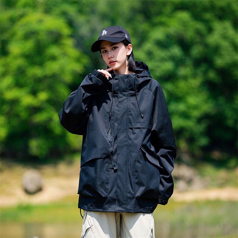 春秋户外冲锋衣男女同款防风防水连帽工装外套登山服夹克2481-P75,男装夹克,星座1403B