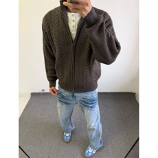 现货绞花毛衣老钱风针织衫开衫外套W6819-P80，男装针织衫/毛衣，星座1212