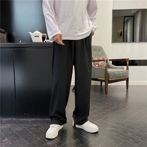 裤子男纽扣阔腿坠感拖地休闲裤复古直筒西裤男601-1-KZ120图片