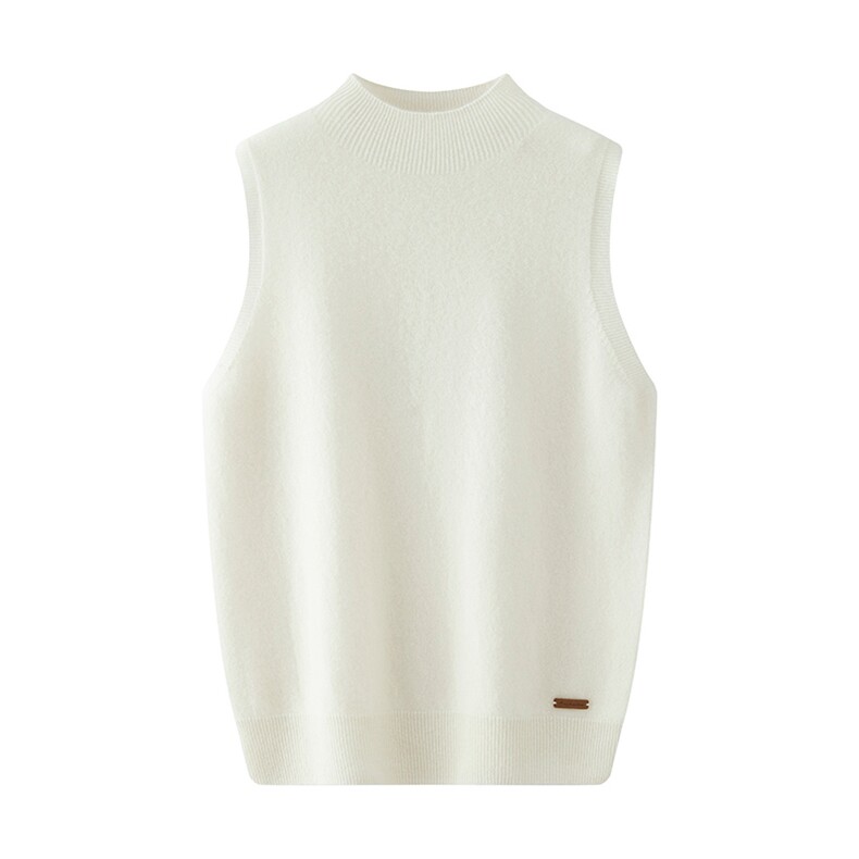 2024年秋季羊毛吊带百搭10%一线无袖半高领羊毛衫女，女装背心吊带，羿纯羊绒高端店