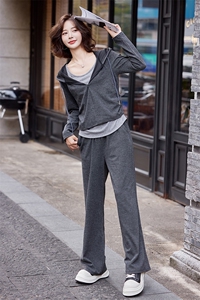 时尚套装女2024早秋季新款洋气运动弹力针织背心阔腿裤两件套图片