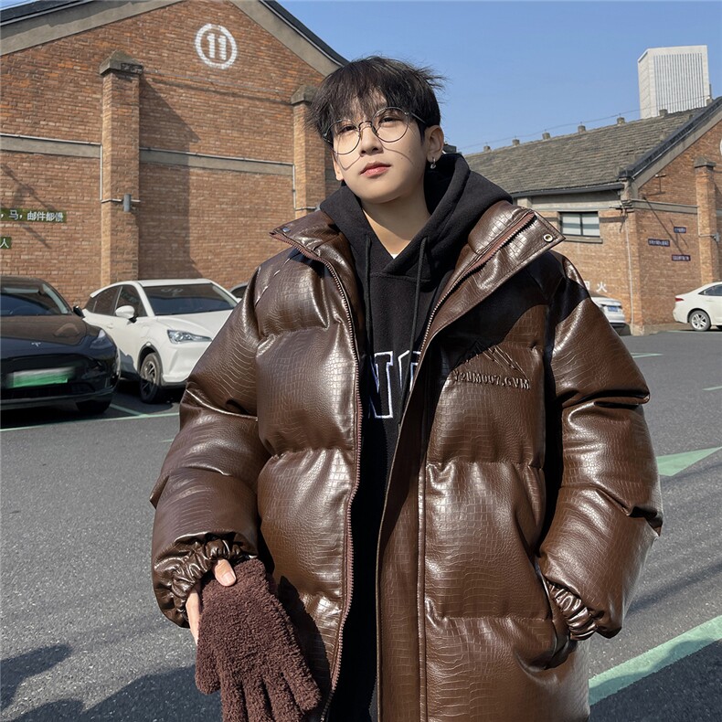 港风鳄鱼纹钢印字母设计棉衣大码潮流休闲棉衣男MY77728P128控168，男装棉衣，星座227-7