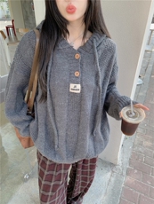 长袖上衣针织衫女设计感连帽提花打底衫女秋冬保暖毛衣，商品下架区，网红馆