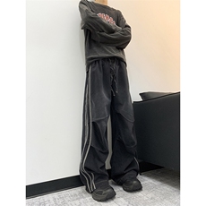 美式潮牌三条杠条纹牛仔裤复古宽松直筒褶皱阔腿裤子，男装牛仔裤，星座410-6（原星座1304-1）