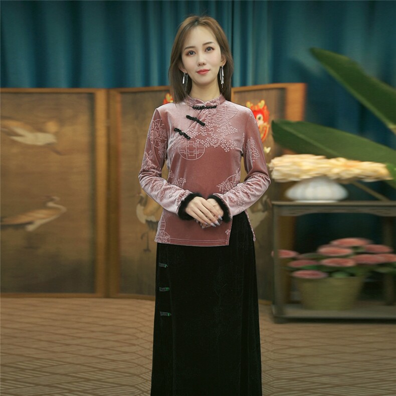 现货2024春季新款简约刺绣盘扣衬衫新中式穿搭上衣B019，女装衬衫，非你不可新中式