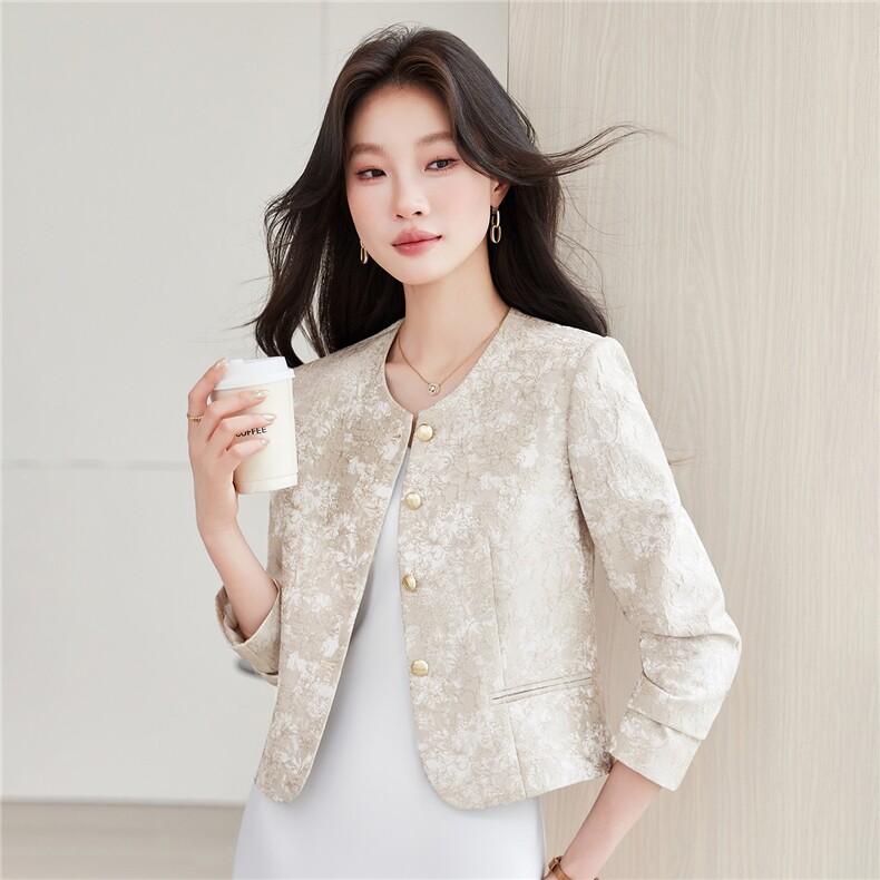 《档口现货》2026秋装上新气质提花短款小外套女图片