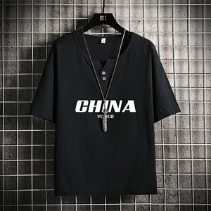 TY61001-P30 v领亚短袖t恤男大码半袖半截袖图片