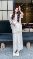 白色高级感蕾丝T恤套装裙女2025夏季新款韩系松弛感半身裙两件套，女装套装/套裙，2C317