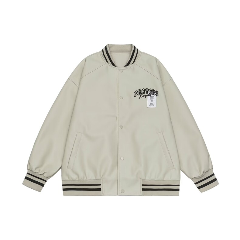 W10726-P60网图现货复古刺绣棒球服外套潮牌宽松休闲PU皮衣夹克,男装夹克,星座1608